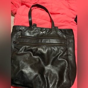 Zadig and Voltaire Black leather tote bag.